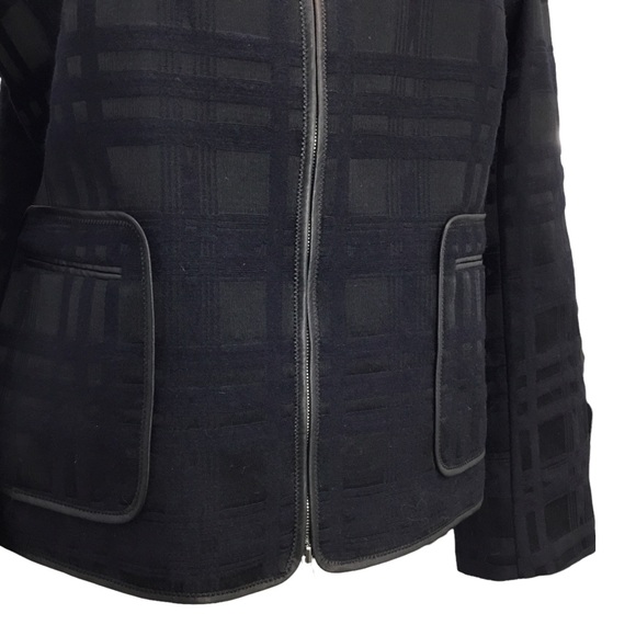 Escada Sport Wool Silk Blend Navy Black Textured Casual Full Zip Jacket Size 40 - Picture 3 of 12